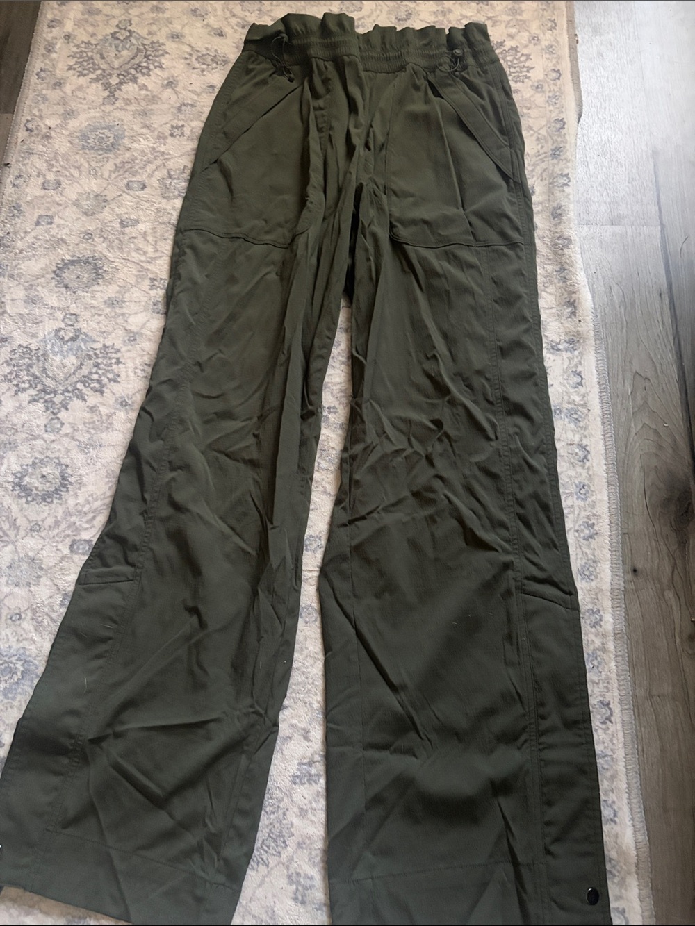 Athleta Olive Green Wide-Leg Utility Pants